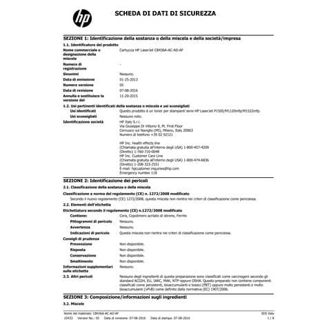 Toner 36A HP nero  CB436A